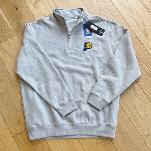 Indiana Pacers Quarter Zip Pullover Mens Large Gray NBA NWT